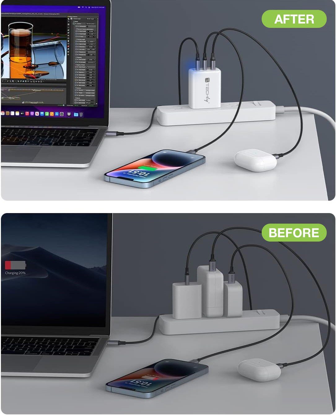 Caricatore Alimentatore 2 porte USB-C™ e 1 USB-A da Muro 65W - immagine 9