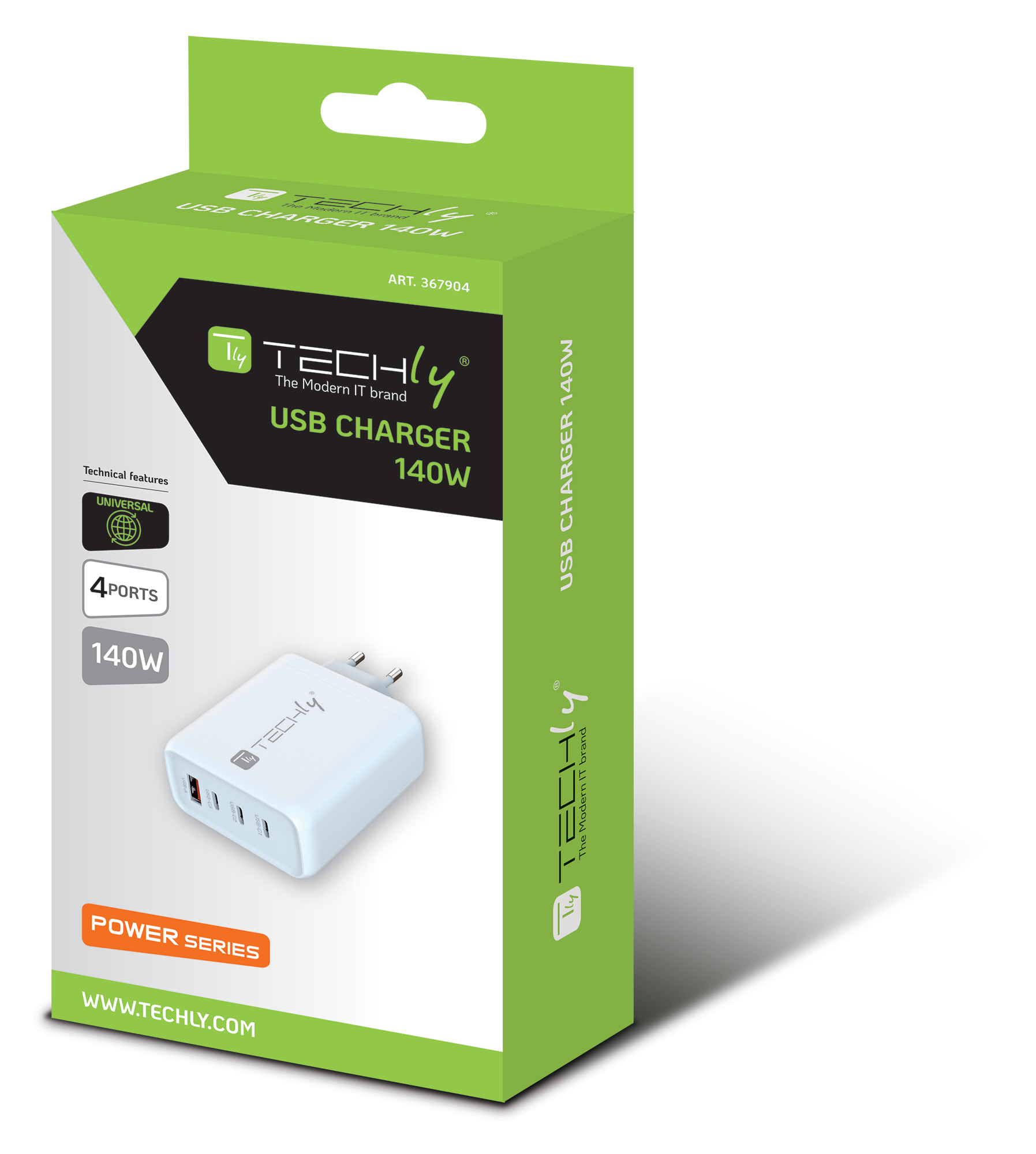 Caricatore Alimentatore GaN 3 porte USB-C™ e 1 USB-A da Muro 140W - immagine 2