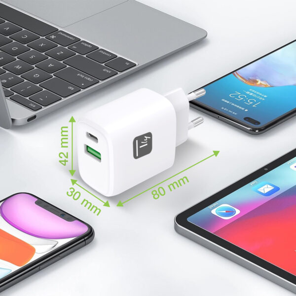 Caricatore Alimentatore USB-C™ 20W e USB-A 18W da Muro - immagine 2