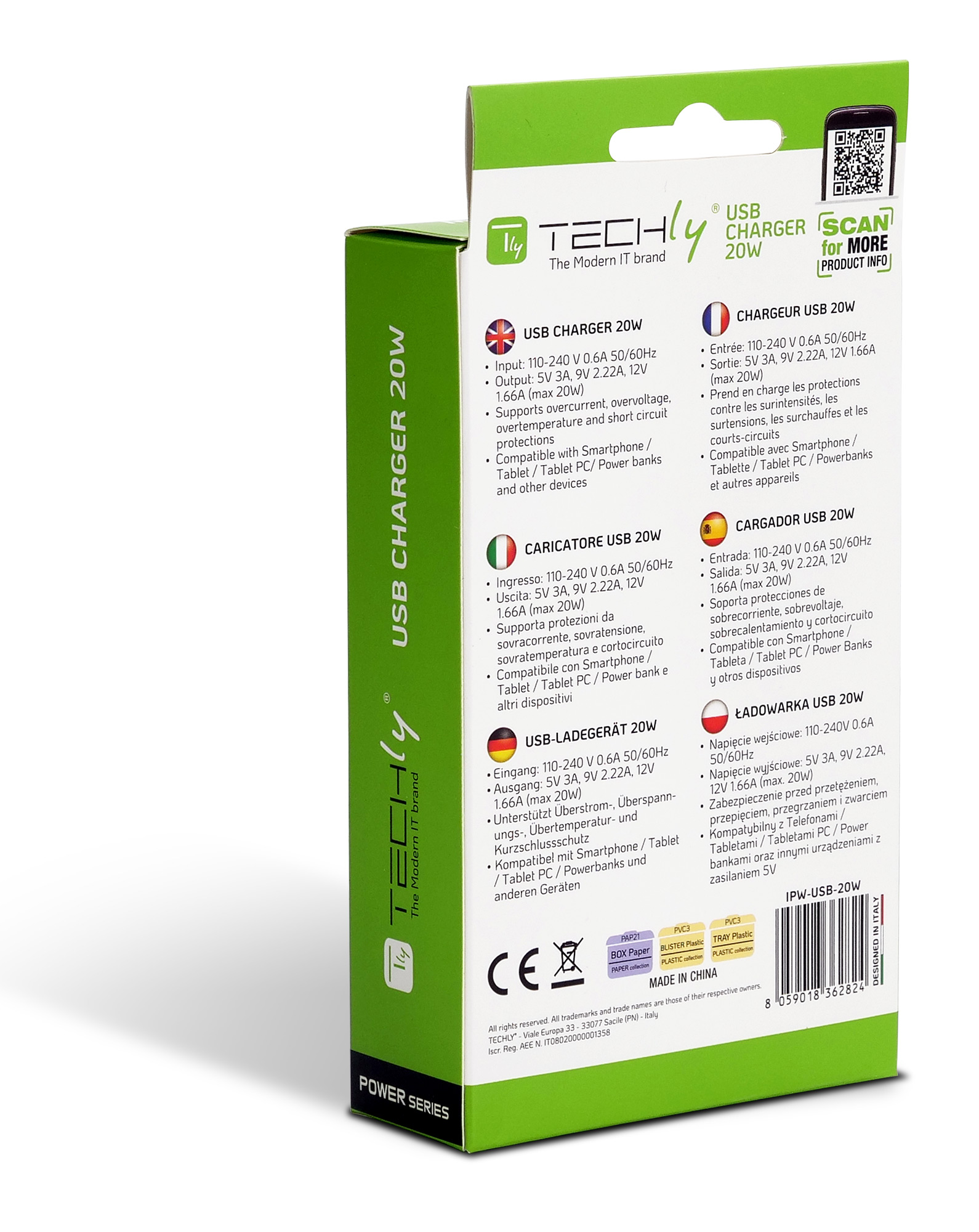 Caricatore Alimentatore USB-C™ da Muro 20W PD per Smartphone o Tablet - immagine 9