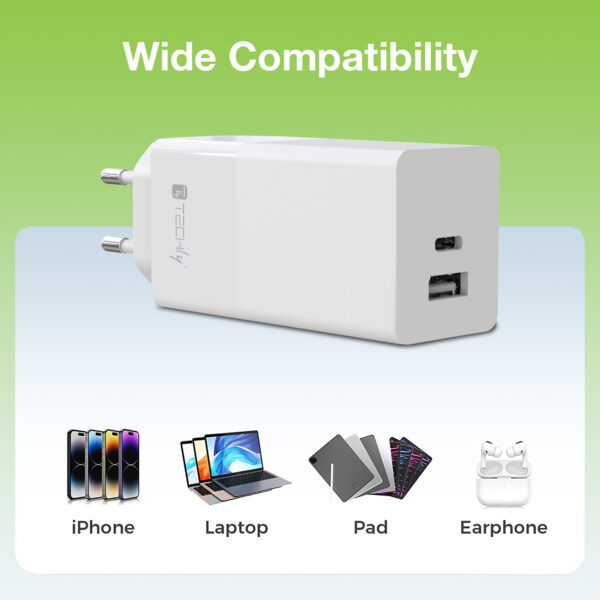Caricatore Alimentatore USB-C™ e USB-A da Muro 100W per Smartphone o Tablet - immagine 3