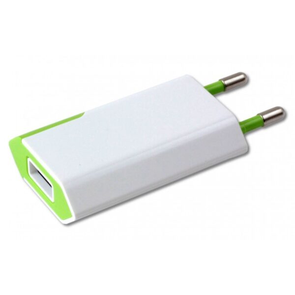 Caricatore USB 1A Compatto Spina Europea Bianco/Verde - immagine 3
