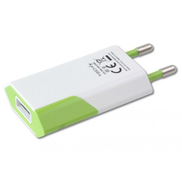 Caricatore USB 1A Compatto Spina Europea Bianco/Verde - immagine 4