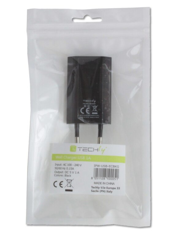 Caricatore USB 1A Compatto Spina Europea Nero - immagine 2
