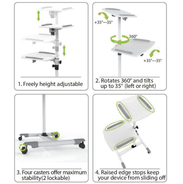 Carrello Supporto per Proiettore Beamer Notebook PC Ripiani Regolabili - immagine 8
