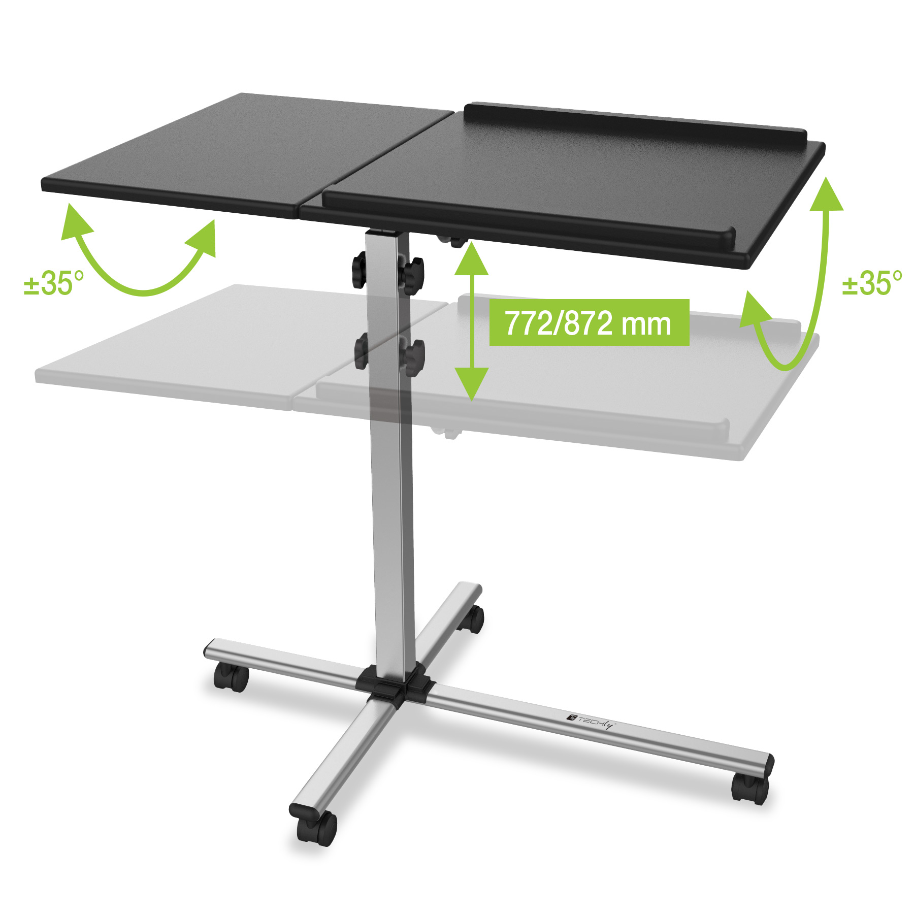 Carrello per Proiettore e Notebook a Due Ripiani Regolabile in Altezza - immagine 5
