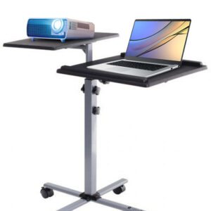 Carrello per Proiettore e Notebook a Due Ripiani Regolabile in Altezza
