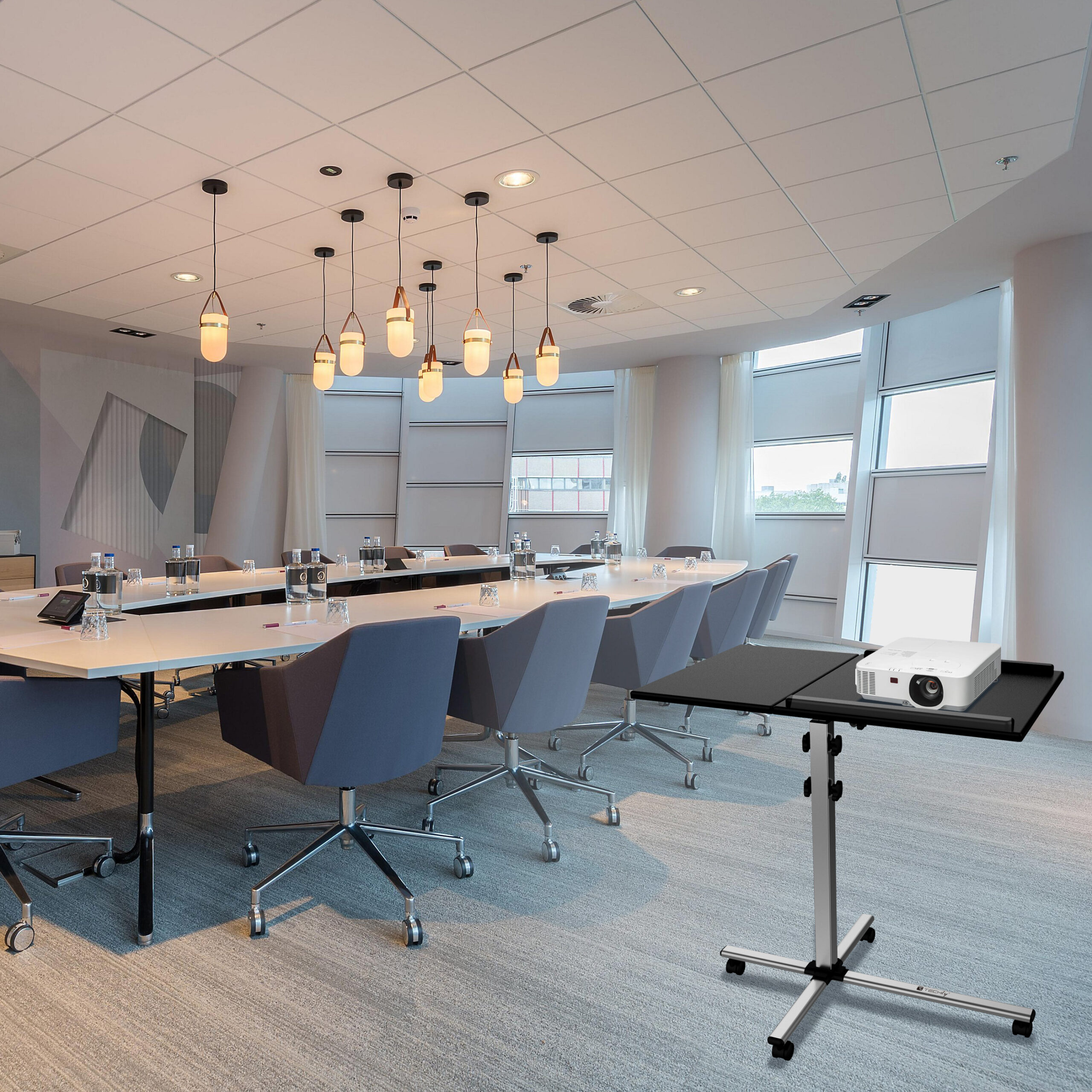 Carrello per Proiettore e Notebook a Due Ripiani Regolabile in Altezza - immagine 9