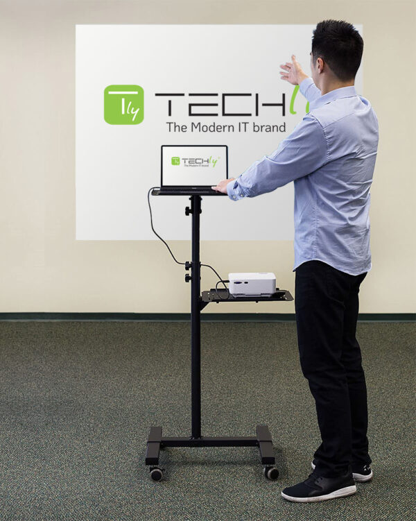 Carrello per Proiettore Notebook Regolabile con Mensola - immagine 2