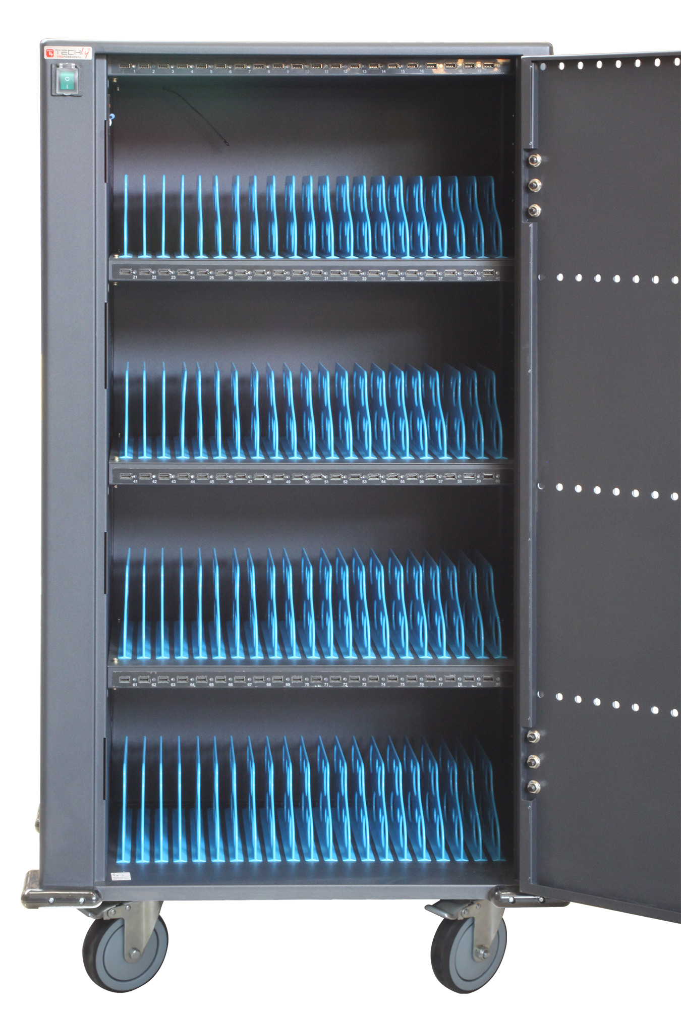 Carrello Stazione di Ricarica 80 USB Notebook o Smartphone Nero - immagine 3