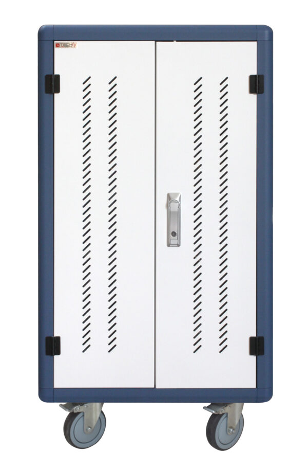 Carrello Stazione di Ricarica USB Ventilato per 30 Notebook/Tablet/Smartphone Bianco/Blu - immagine 2