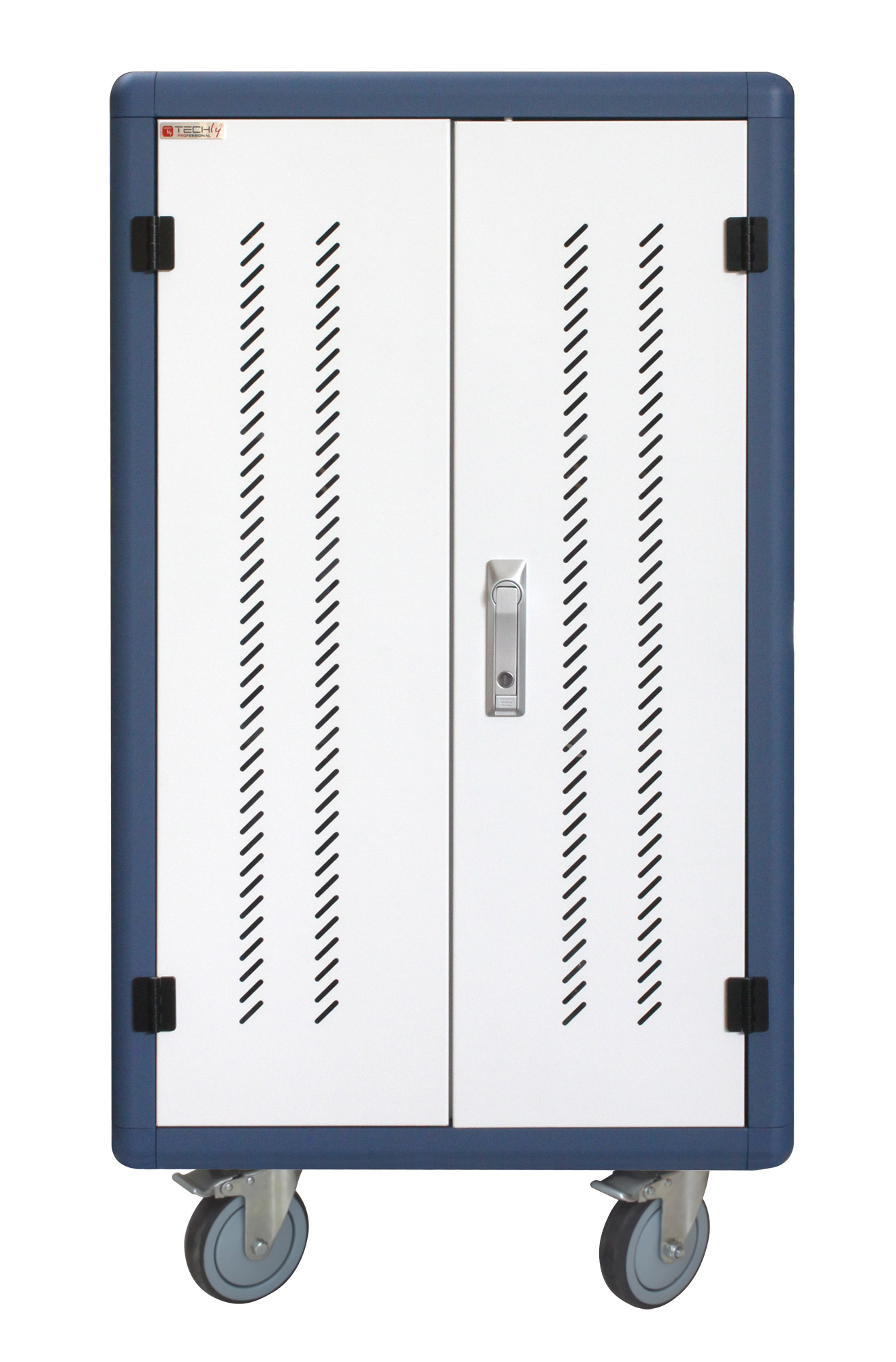 Carrello Stazione di Ricarica USB Ventilato per 30 Notebook/Tablet/Smartphone Bianco/Blu - immagine 2