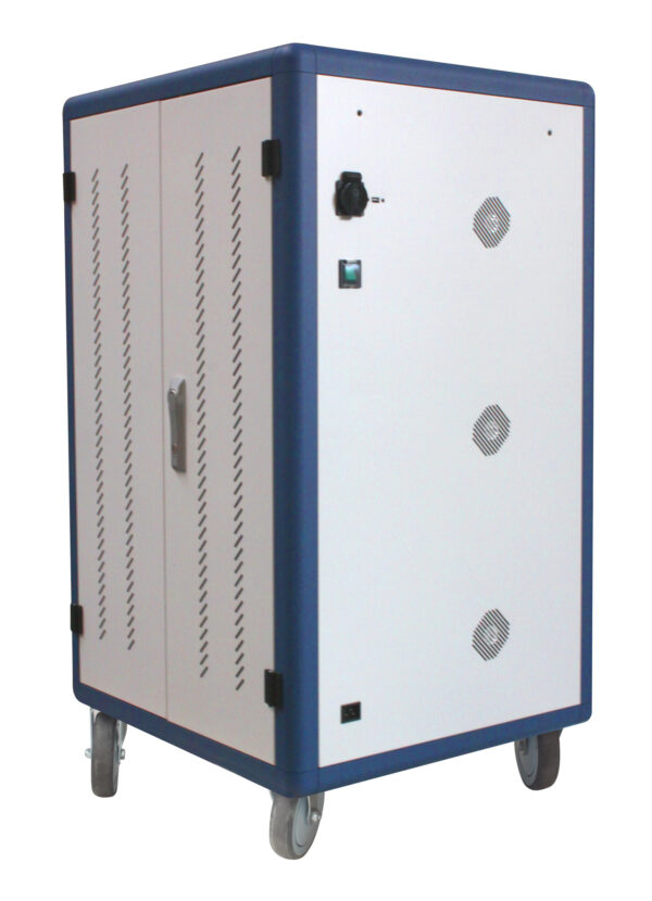 Carrello Stazione di Ricarica USB Ventilato per 30 Notebook/Tablet/Smartphone Bianco/Blu - immagine 3