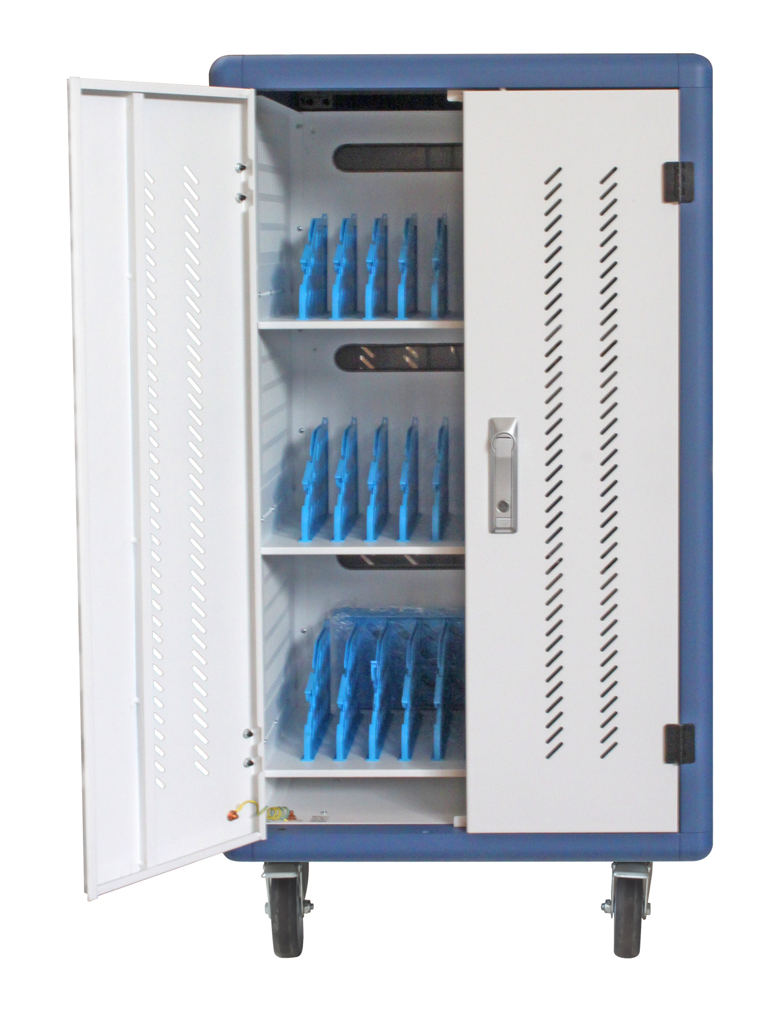 Carrello Stazione di Ricarica Ventilato 30 Notebook o Smartphone Bianco/Blu - immagine 2