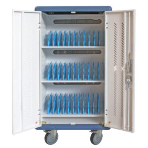 Carrello Stazione di Ricarica Ventilato 30 Notebook o Smartphone Bianco/Blu