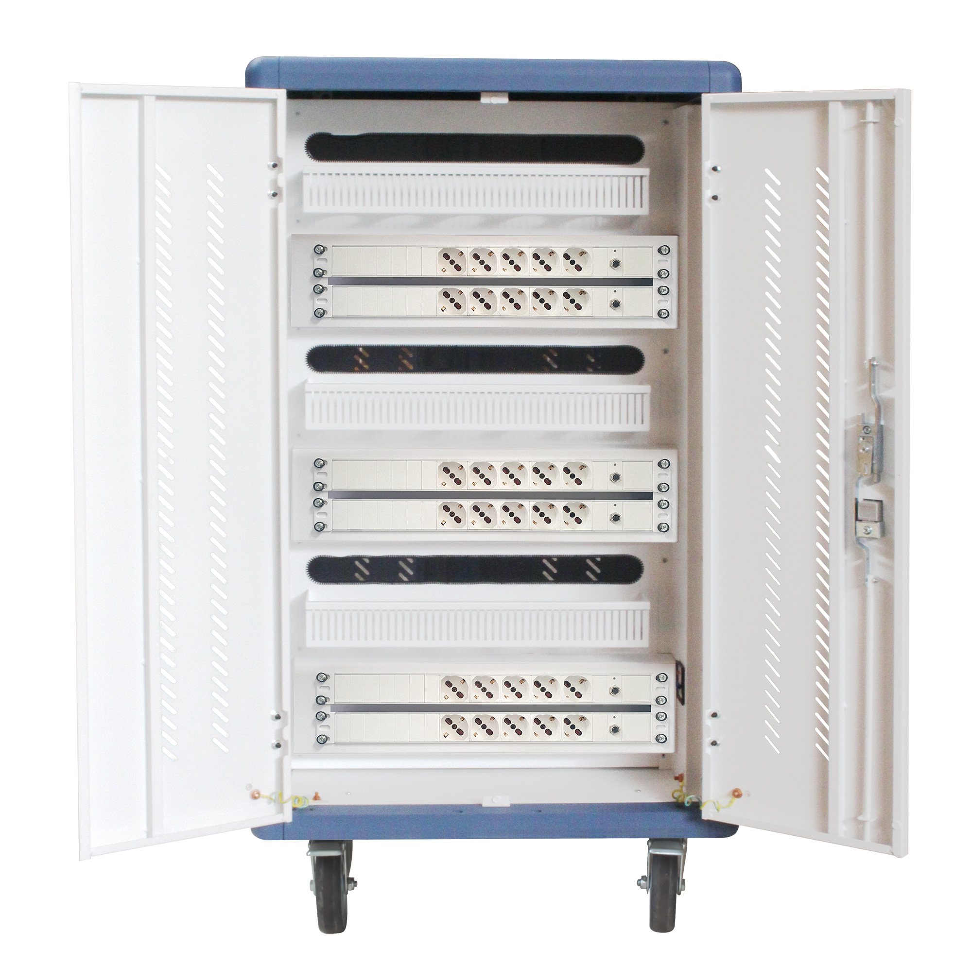 Carrello Stazione di Ricarica Ventilato 30 Notebook o Smartphone Bianco/Blu - immagine 4