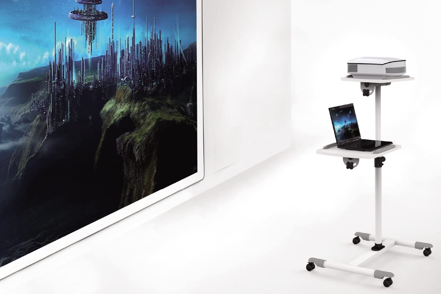 Carrello Supporto per Proiettore Beamer Notebook PC Ripiani Regolabili - immagine 6