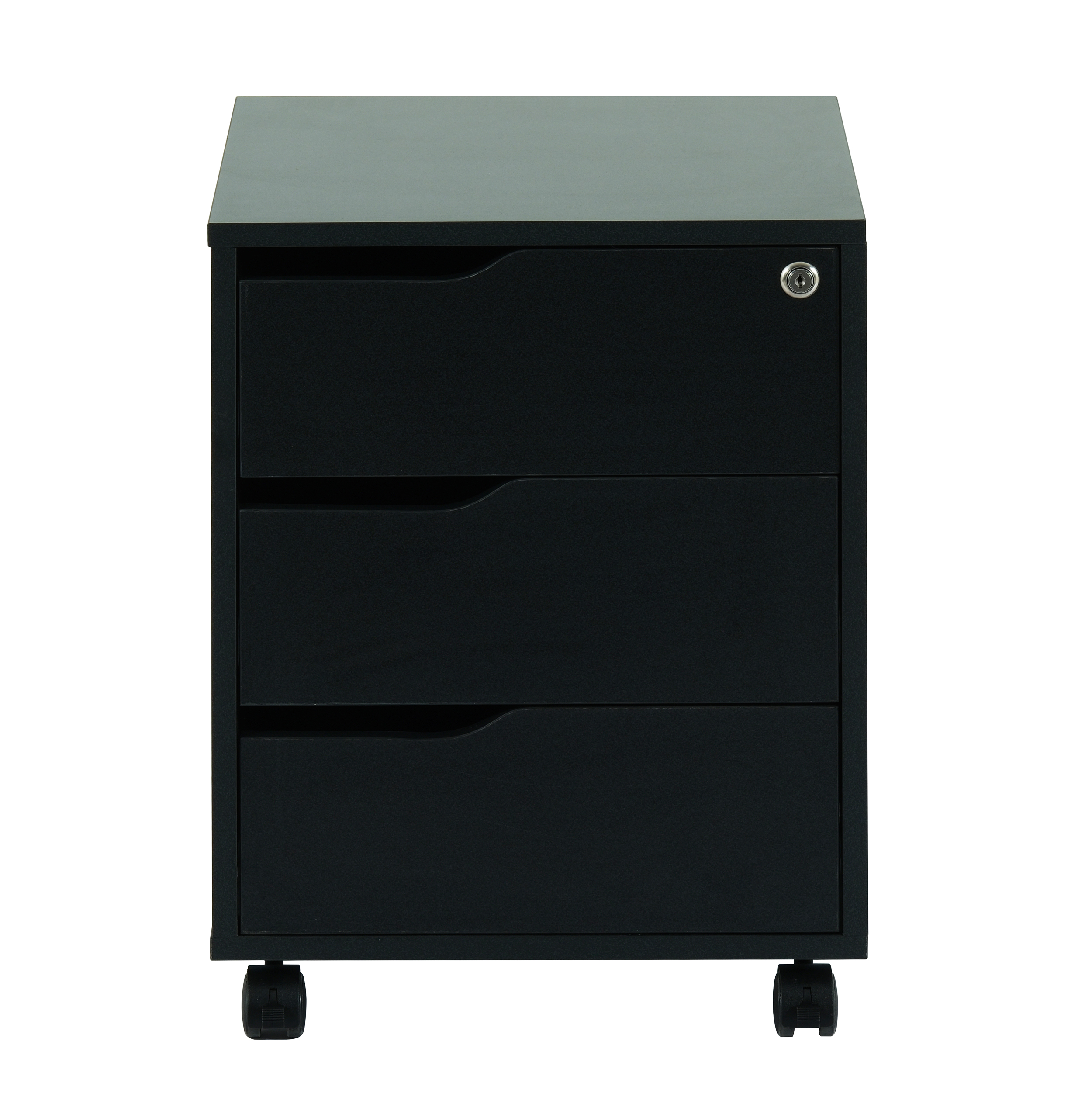 Cassettiera a Tre Cassetti con Ruote per Scrivania Nero - immagine 5