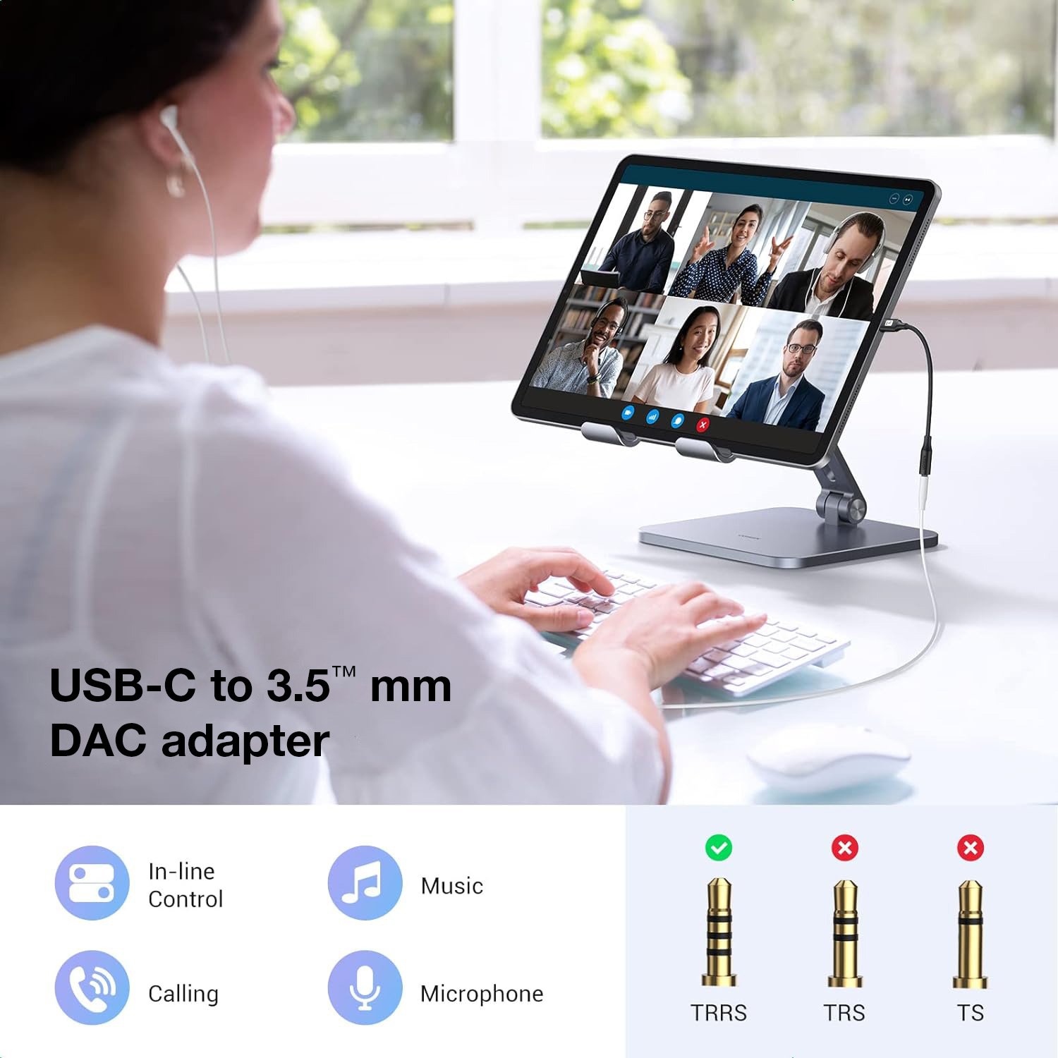 Cavo Adattatore Cuffie da USB-C™ a Jack Audio 3.5'' Chip DAC - immagine 5