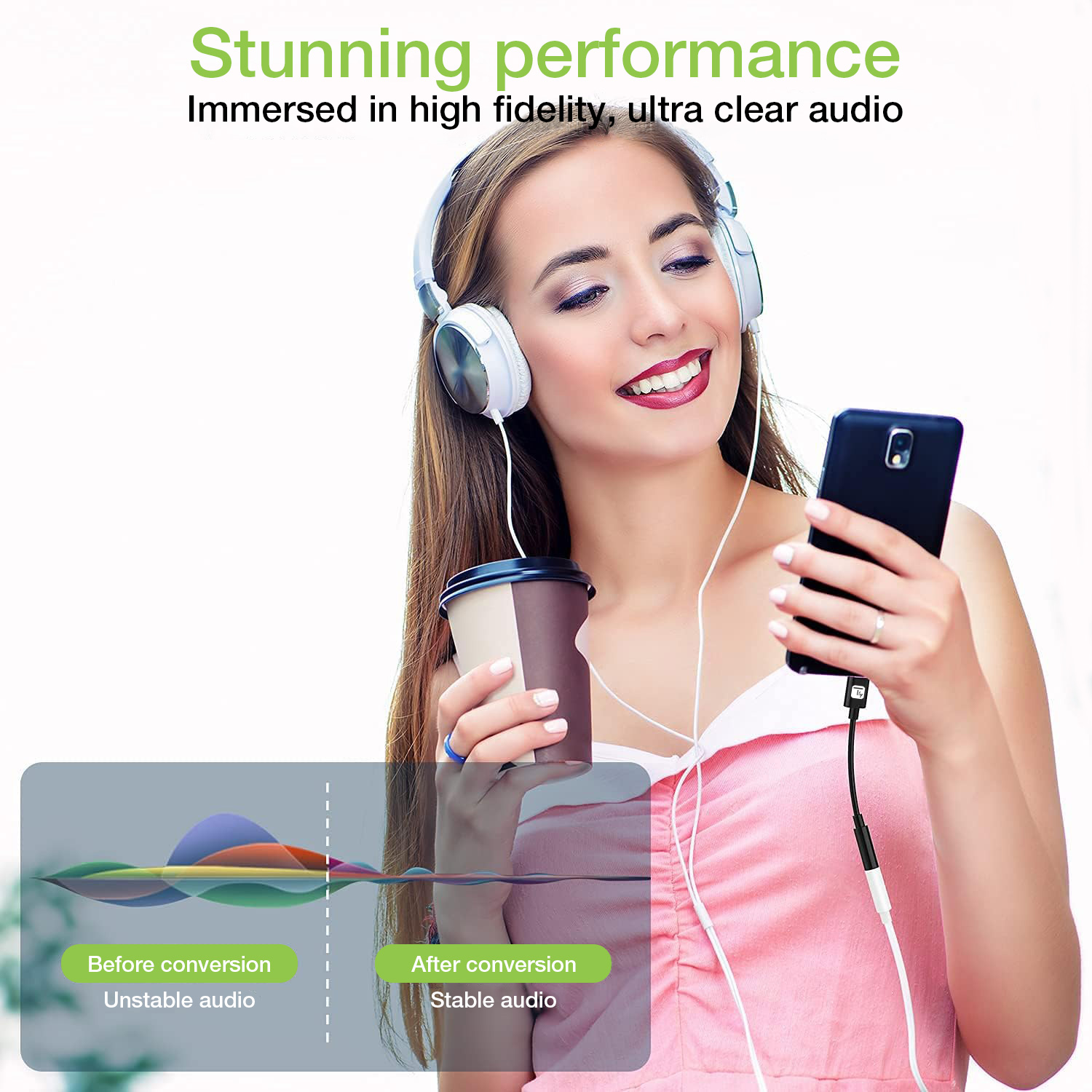 Cavo Adattatore Cuffie da USB-C™ a Jack Audio 3.5'' Chip DAC - immagine 6