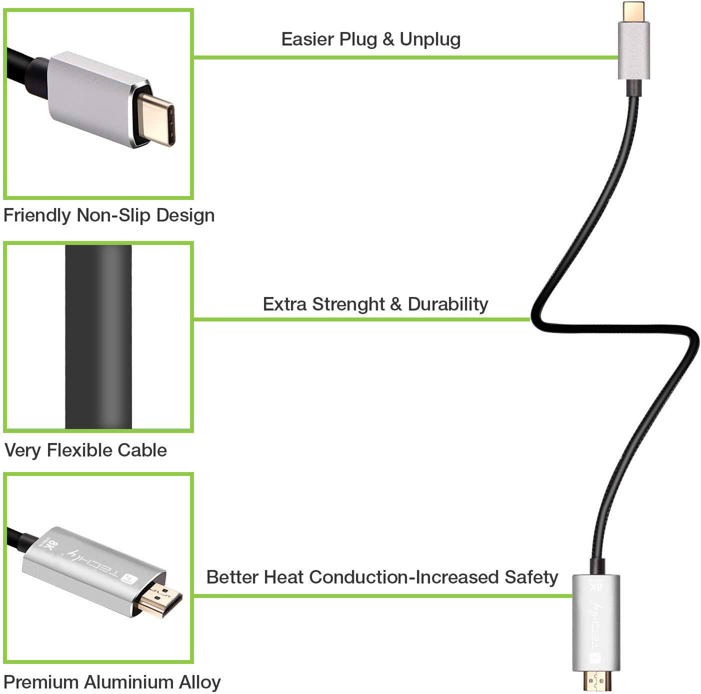 Cavo Adattatore USB-C™ 3.2 a HDMI 2.1 8K@60Hz 1,8 m - immagine 6