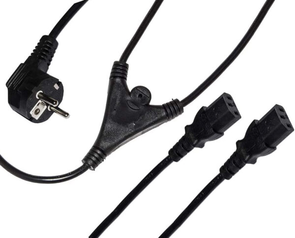 Cavo alimentazione Schuko 10A a sdoppiato con 2 C13, 1,8 mt nero - immagine 4