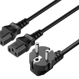 Cavo alimentazione Schuko 10A a sdoppiato con 2 C13, 1,8 mt nero