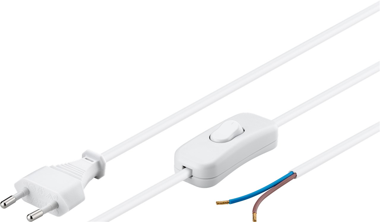 Cavo alimentazione spina euro/aperto con interruttore 1,5 mt bianco