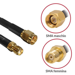 Cavo Antenna SMA M/F a Basse Perdite 0,9m Nero