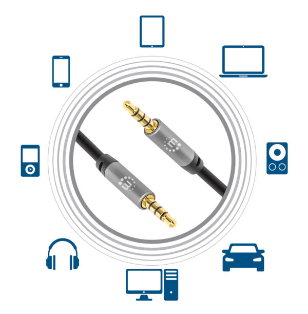 Cavo Audio Stereo AUX 3.5mm Alta Qualità M/M 2m - immagine 7