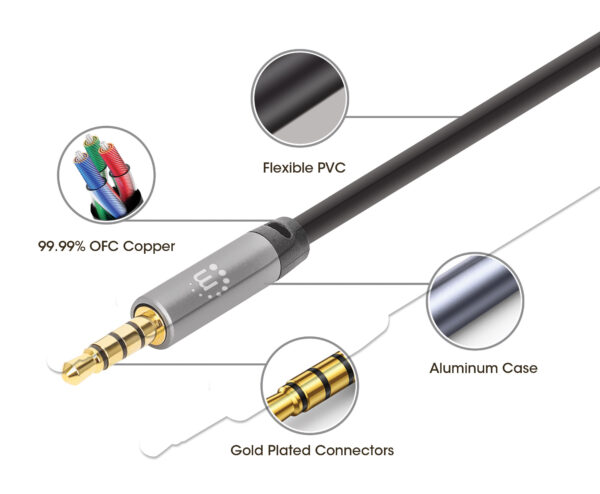 Cavo Audio Stereo AUX 3.5mm Alta Qualità M/M 2m - immagine 6