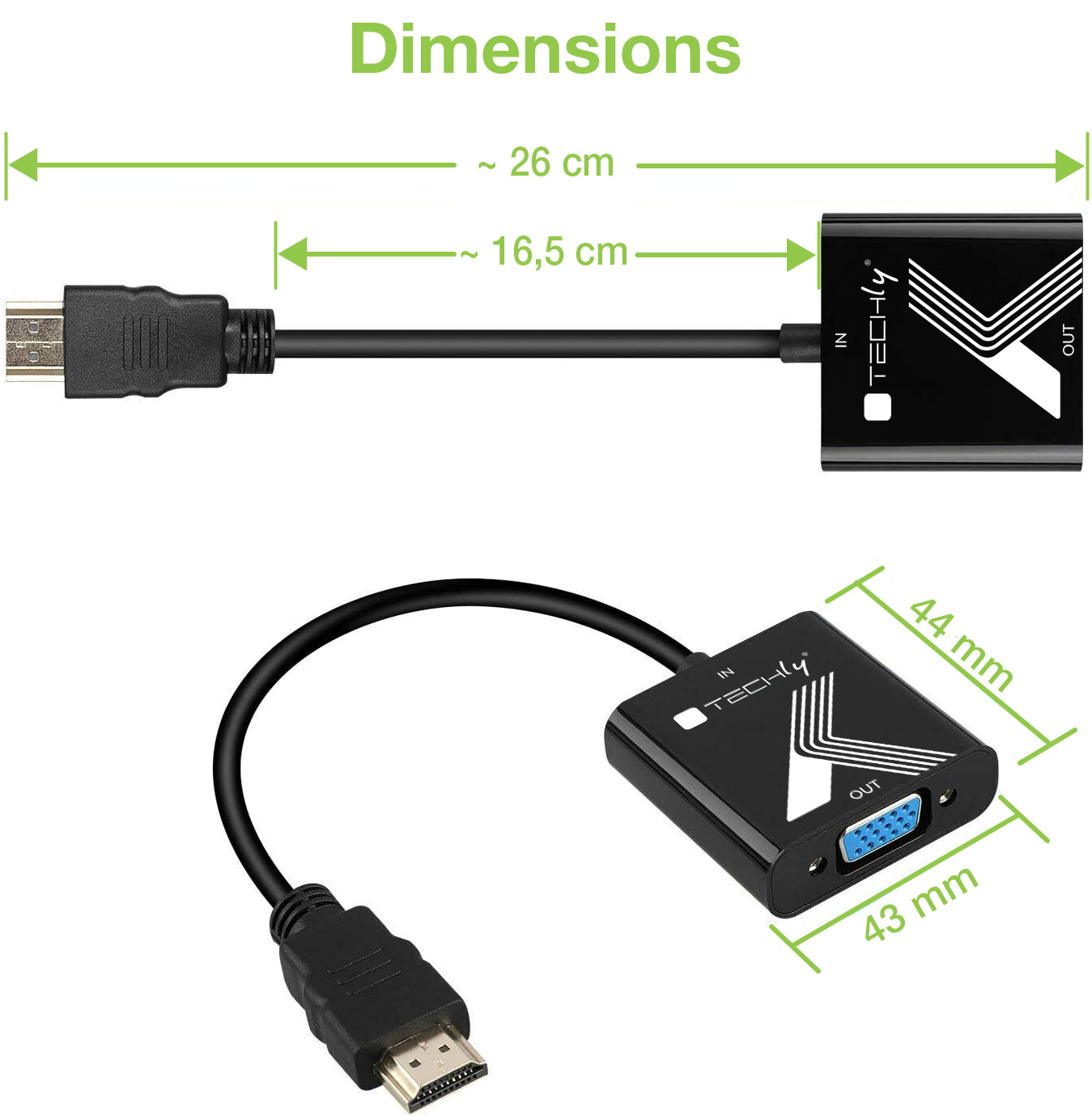 Cavo Convertitore Adattatore da HDMI™ a VGA 1920x1200 a 60Hz con Audio 3.5'' - immagine 3