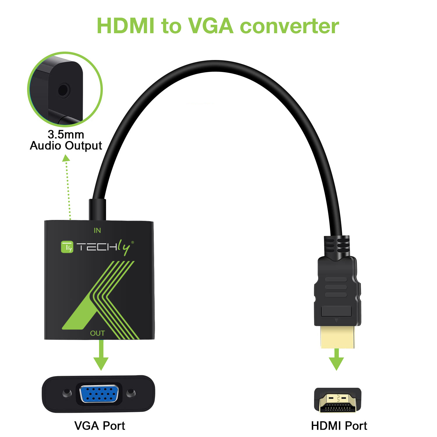 Cavo Convertitore Adattatore da HDMI™ a VGA 1920x1200 con Audio 3.5'' - immagine 4
