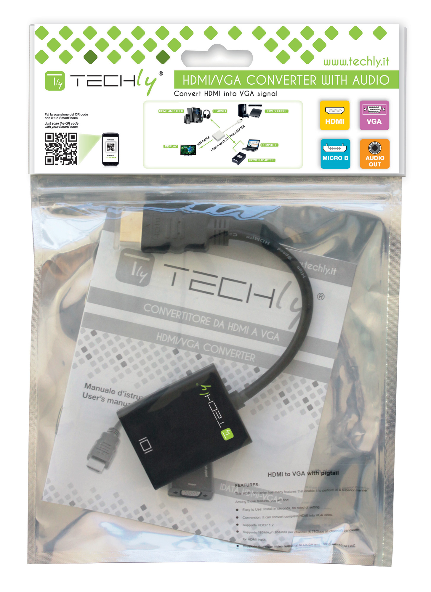 Cavo Convertitore Adattatore da HDMI™ a VGA con Micro USB e Audio - immagine 2