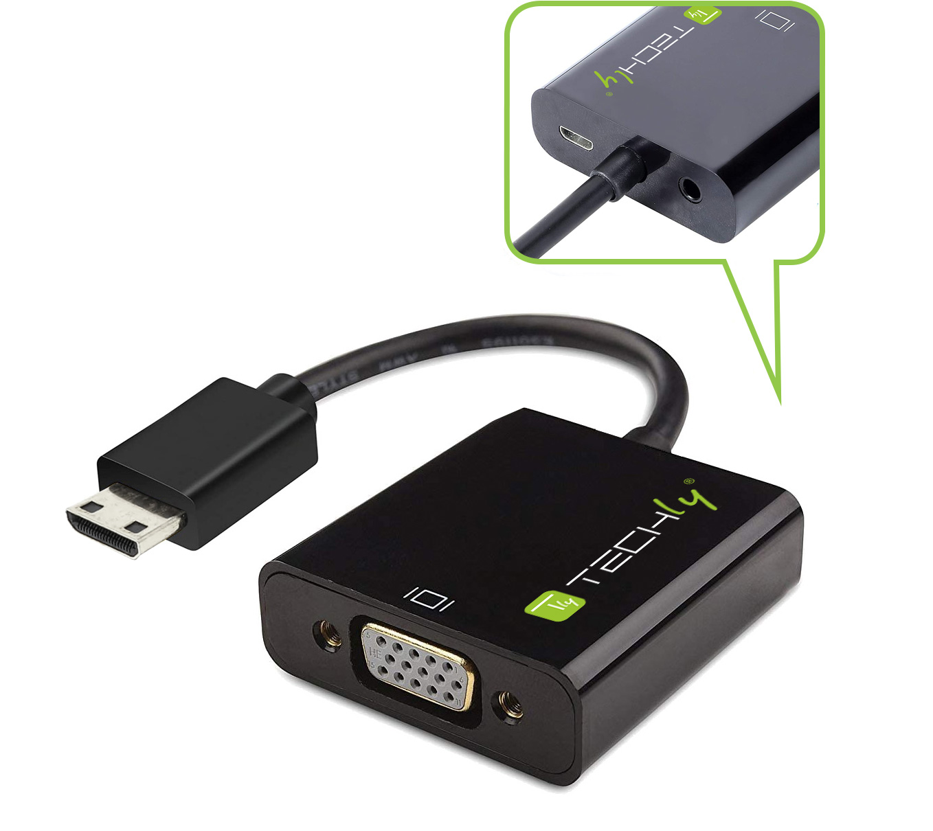Cavo Convertitore Adattatore da HDMI™ mini C a VGA con Micro USB e Audio - immagine 5