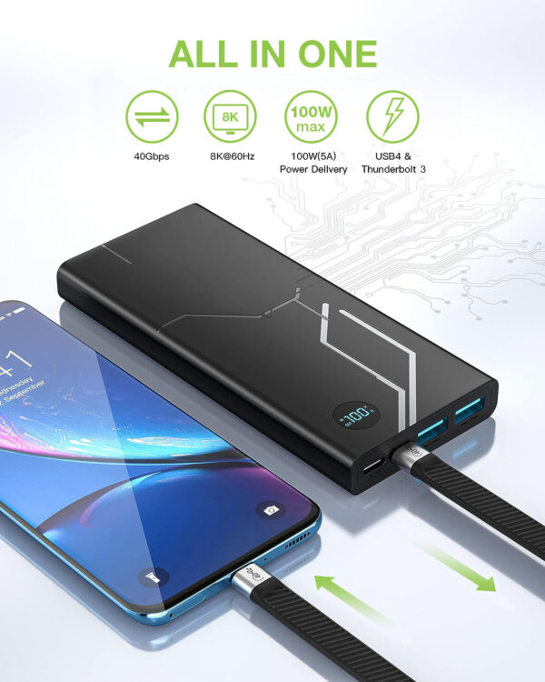 Cavo Corto Piatto USB-C™ Maschio a USB-C™ Maschio E-Mark Ricarica Rapida FPC 12.4 cm - immagine 4
