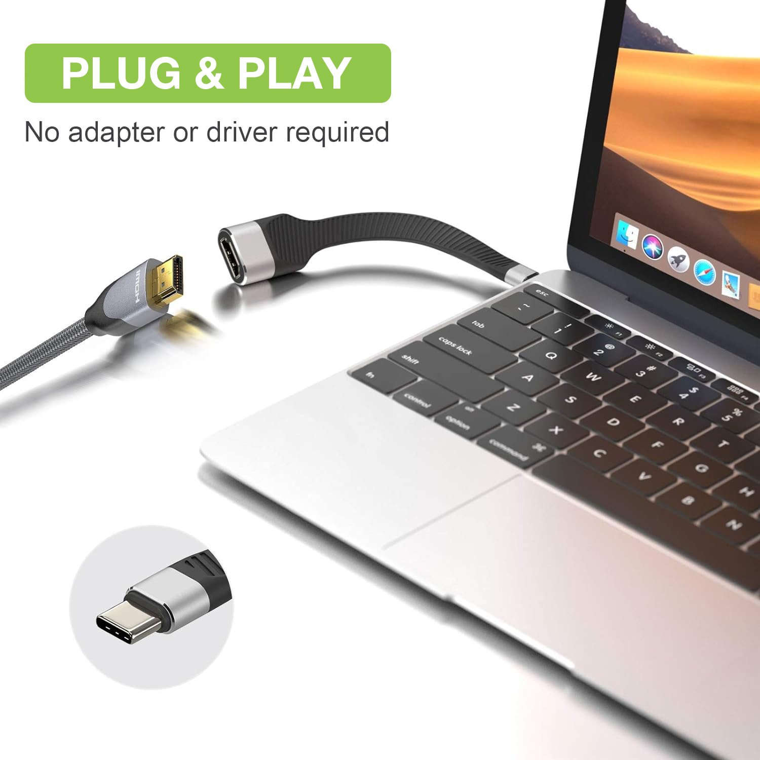 Cavo Corto Piatto USB-C™ Maschio a HDMI Femmina FPC 13,6 cm - immagine 4
