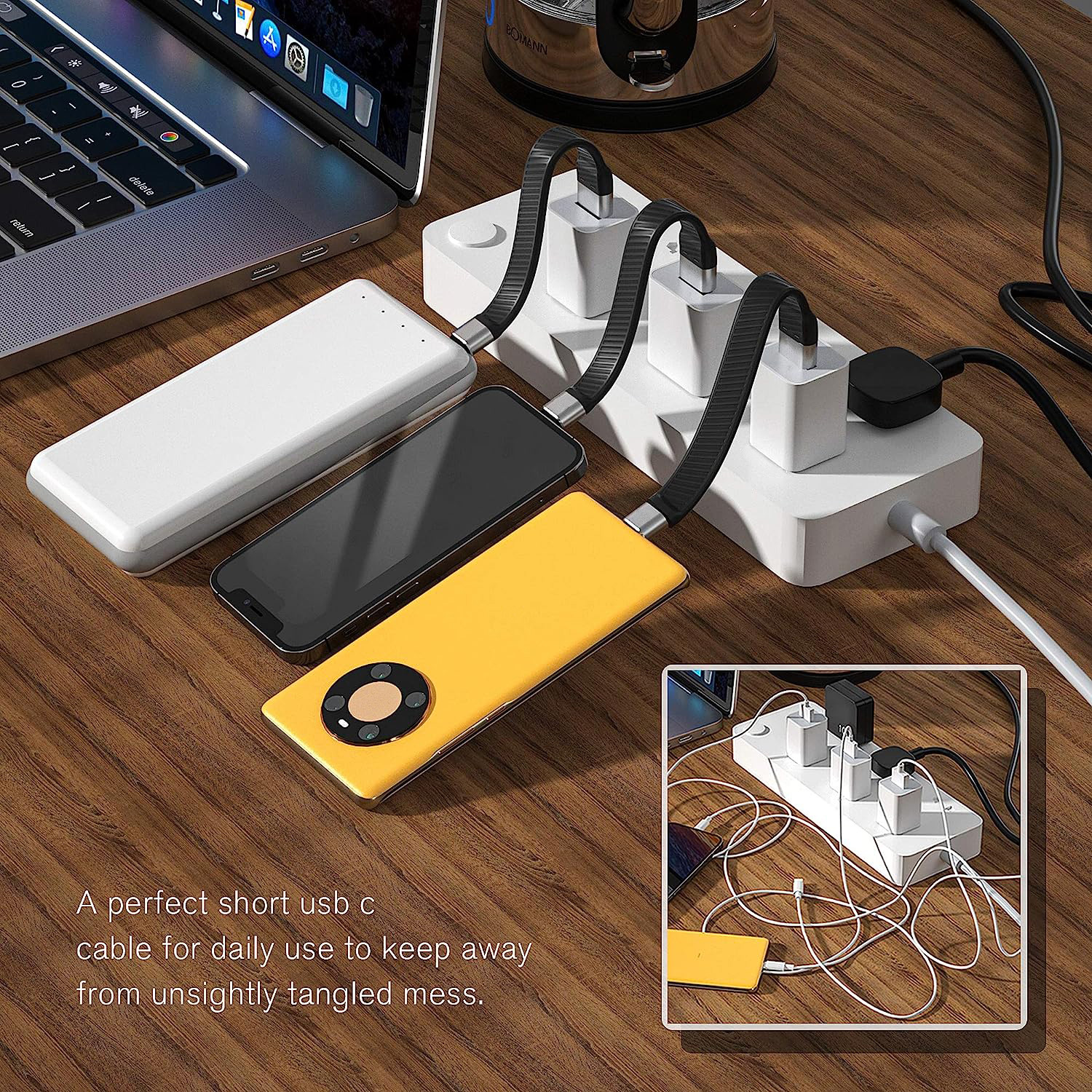 Cavo Corto Piatto USB-C™ Maschio a USB-A Maschio Ricarica Rapida FPC 12 cm - immagine 8