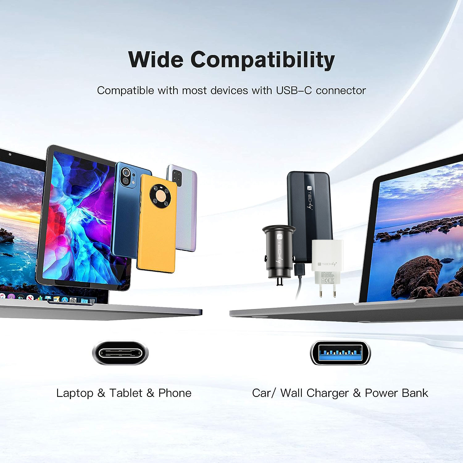 Cavo Corto Piatto USB-C™ Maschio a USB-A Maschio Ricarica Rapida FPC 12 cm - immagine 3