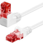 Cavo di rete Patch Connettore Angolato 90&deg; CCA Cat.6 UTP 1m Bianco