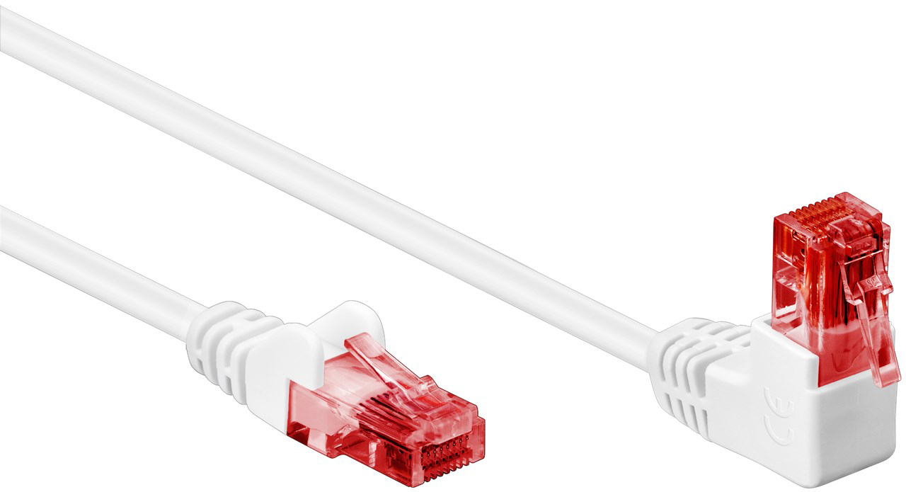 Cavo di rete Patch Connettore Angolato 90° CCA Cat.6 UTP 5m Bianco - immagine 2