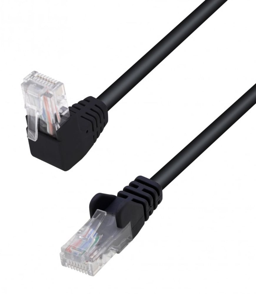 Cavo di Rete Patch Connettore Angolato 90° CCA Cat. 5E UTP 0,25m Nero