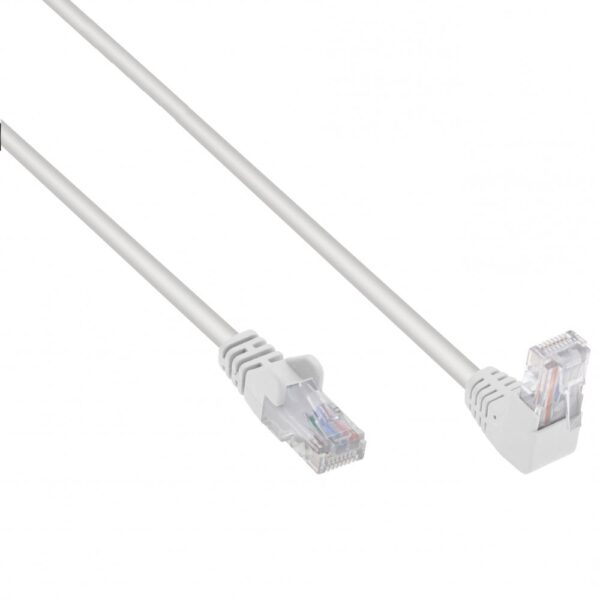 Cavo di Rete Patch Connettore Angolato 90° CCA Cat. 5E UTP 0,5m Bianco - immagine 3