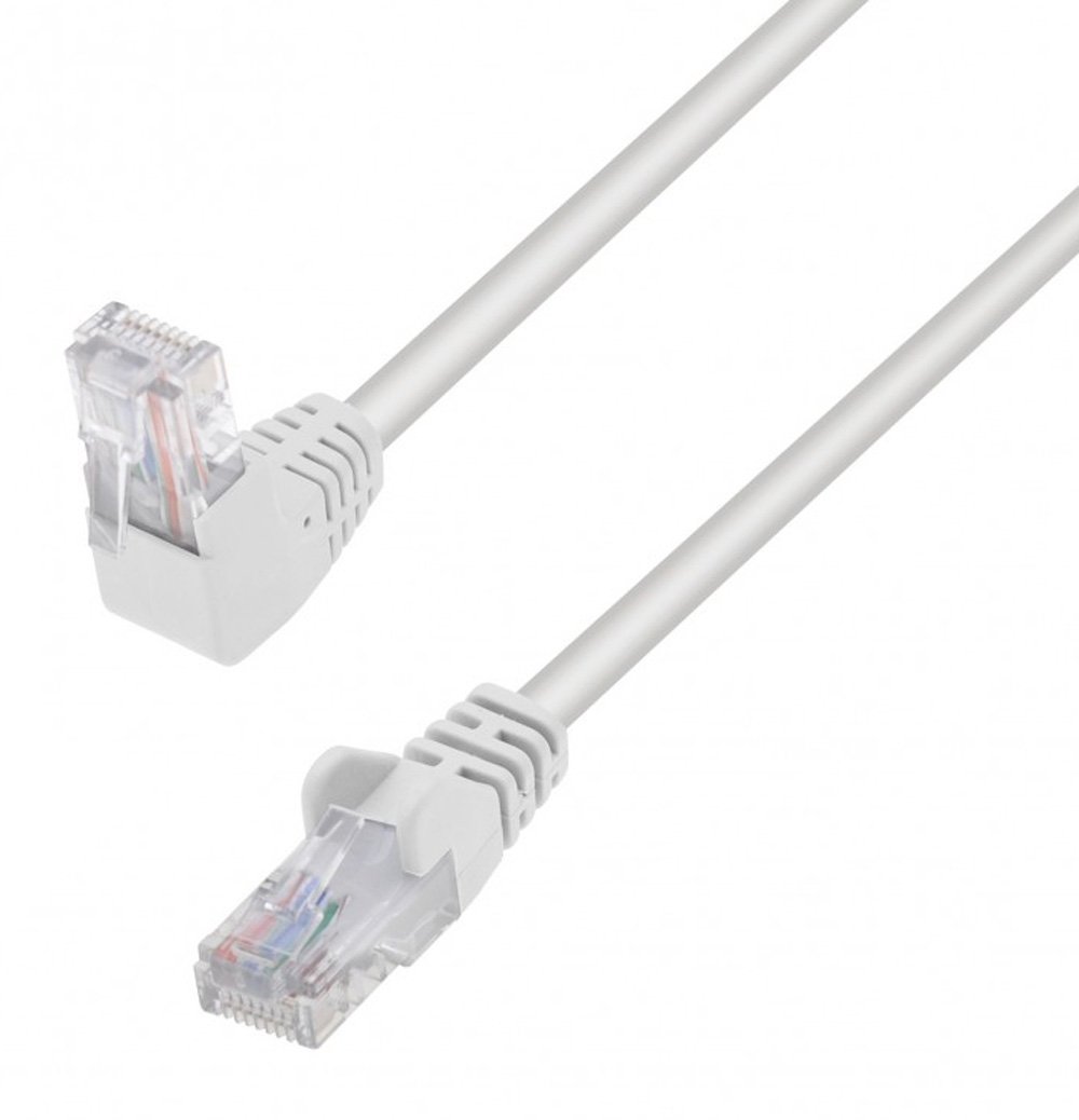 Cavo di Rete Patch Connettore Angolato 90° CCA Cat. 5E UTP 0,5m Bianco