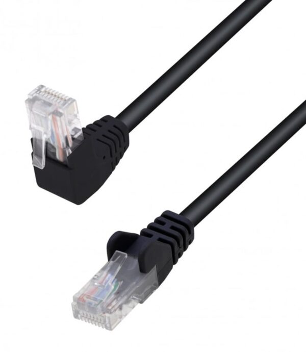 Cavo di Rete Patch Connettore Angolato 90° CCA Cat. 5E UTP 0,5m Nero