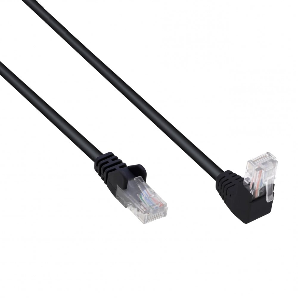 Cavo di Rete Patch Connettore Angolato 90° CCA Cat. 5E UTP 10m Nero - immagine 3