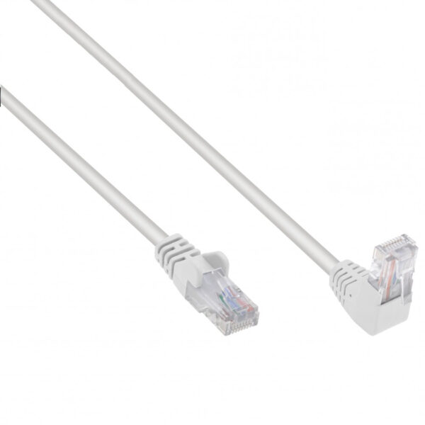 Cavo di Rete Patch Connettore Angolato 90° CCA Cat. 5E UTP 1m Bianco - immagine 3