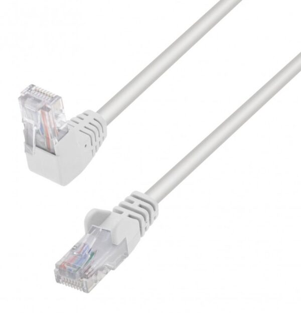 Cavo di Rete Patch Connettore Angolato 90° CCA Cat. 5E UTP 1m Bianco