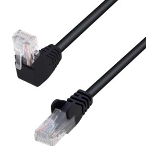 Cavo di Rete Patch Connettore Angolato 90° CCA Cat. 5E UTP 1m Nero