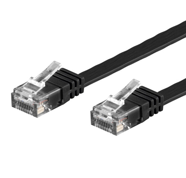 Cavo di Rete Patch Flat in Rame Cat.6A UTP 2m Nero